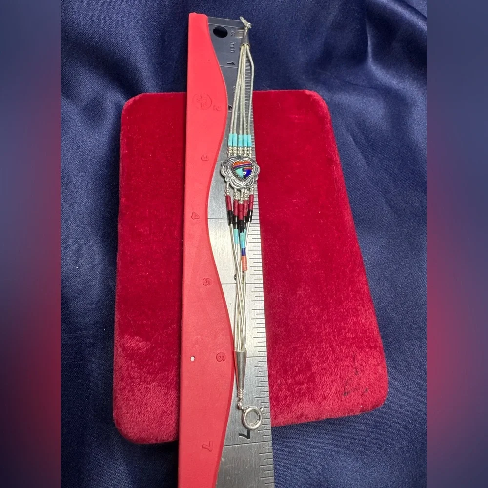Bracelet Southwestern Liquid Sterling Silver 5-Strand Turquoise Coral Lapis